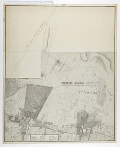 2144 Kaart van het kamp op de heide achter Zeist en Driebergen, waarop in kleuren zijn aangeduid de kampementen van ...